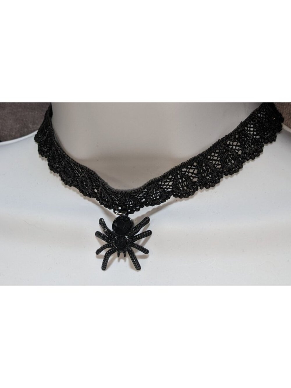 Black Lace Spider Choker Gothic Spider Pendant Necklace Goth Halloween Alt Jewel